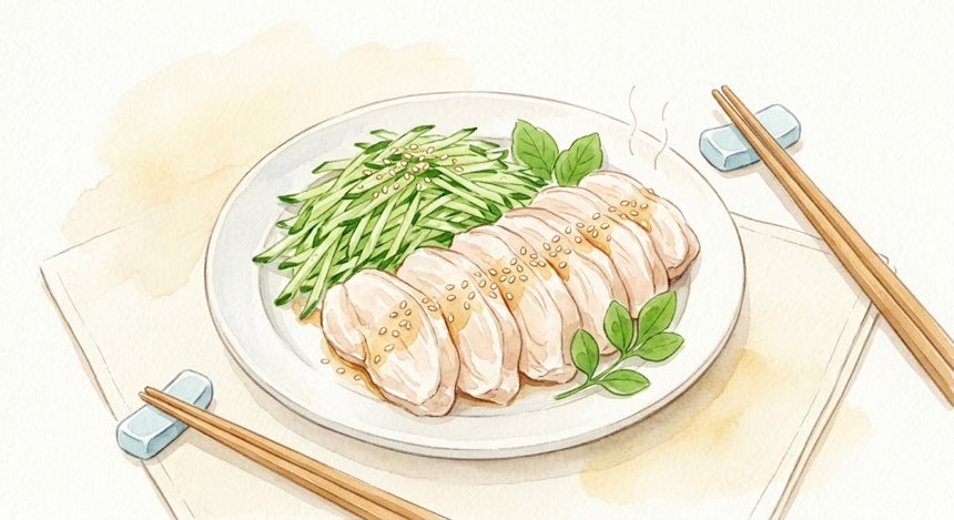 レンジ蒸し鶏の完成イメージ