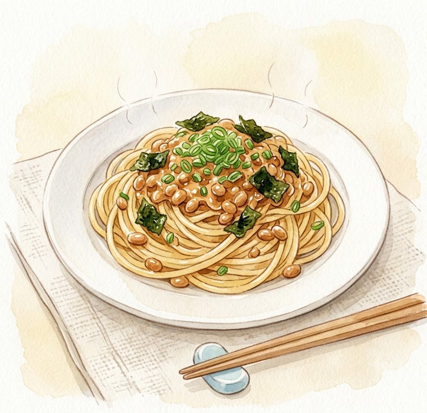 納豆パスタの完成イメージ