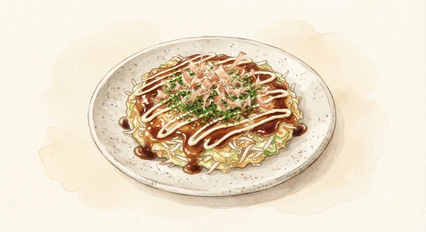 もやしのお好み焼き風の完成イメージ