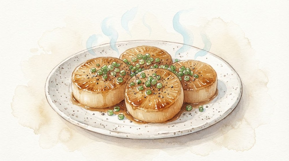 大根ステーキの水彩イラスト